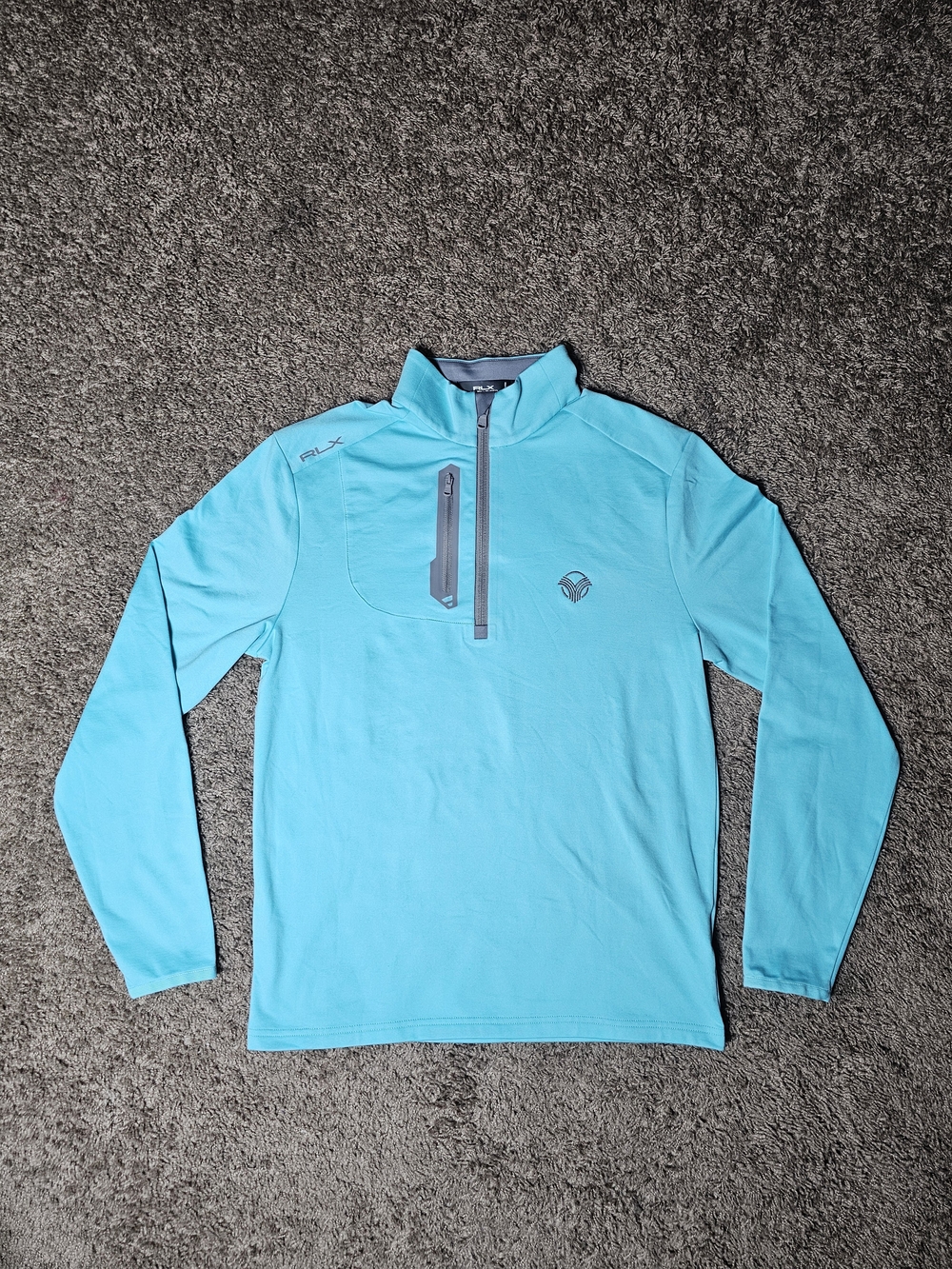 RLX Ralph Lauren Golf Pullover Mens Small Light Blue 1/4 Zip Performance Stretch